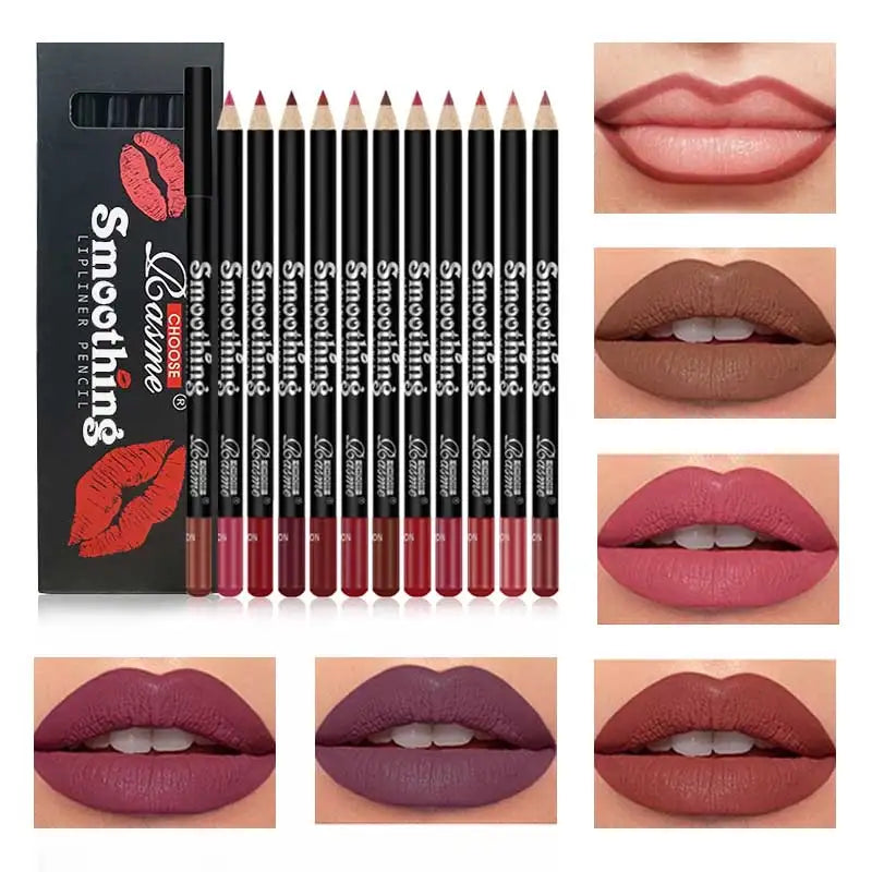 12-Piece Matte Lip Liner & Lipstick Pencil Set
