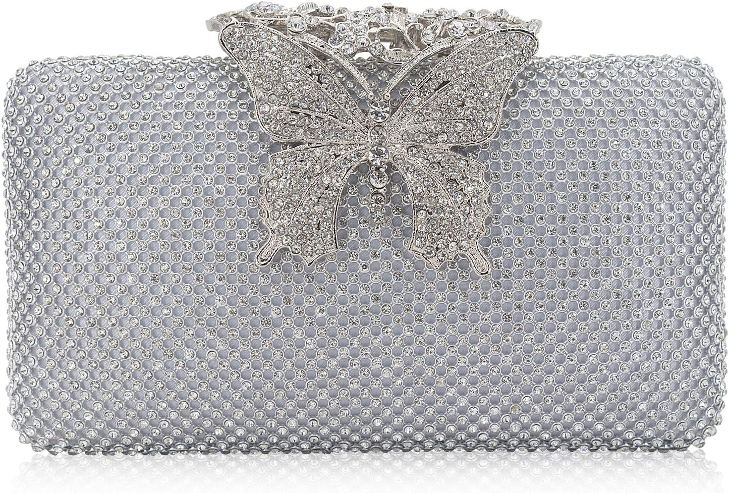Rhinestone Evening Clutch β Crystal Butterfly Clasp Handbag for Women | Elegant Party & Formal Purse