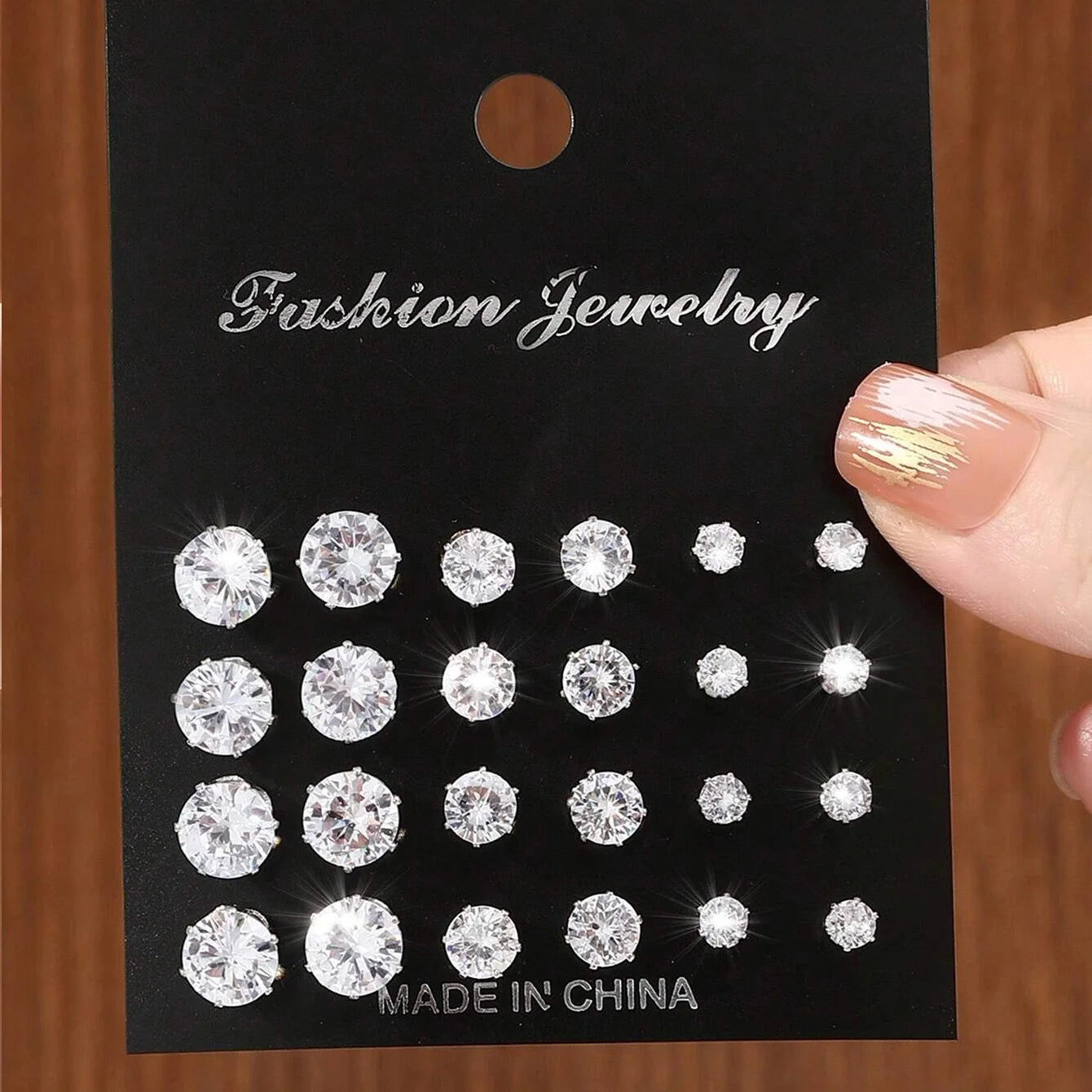 Pair Elegant Zirconia Earrings Set – Sparkly, Minimalist Studs for Gifting or Daily Wear