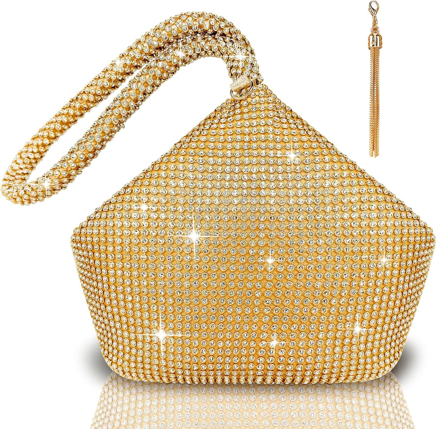 TOPALL Sparkly Rhinestone Purse – Silver Diamond Evening Bag with Adjustable Strap | Perfect for Parties, Prom & Luxe Nights Out