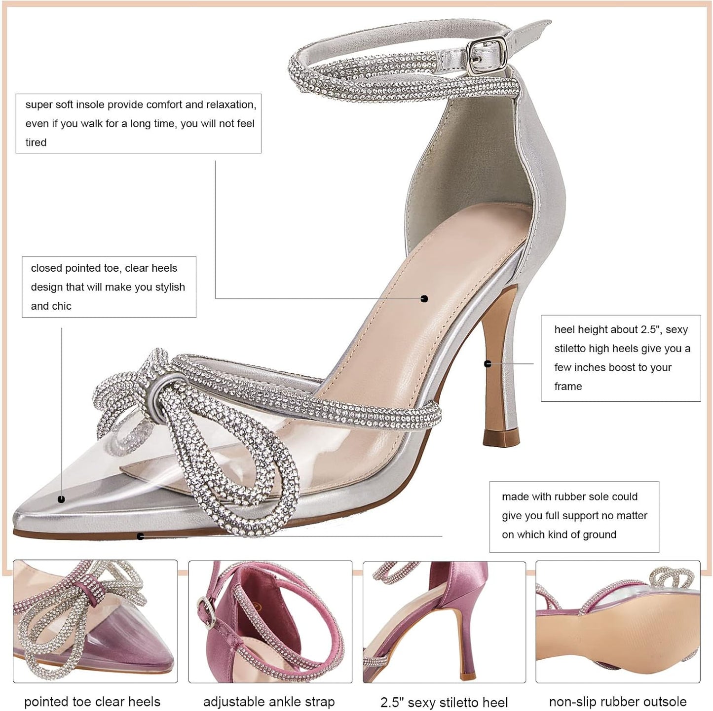 π Clear Rhinestone Bow Heels β Elegant Ankle Strap Stilettos For Brides, Baddies & Show-Stoppers πβ¨