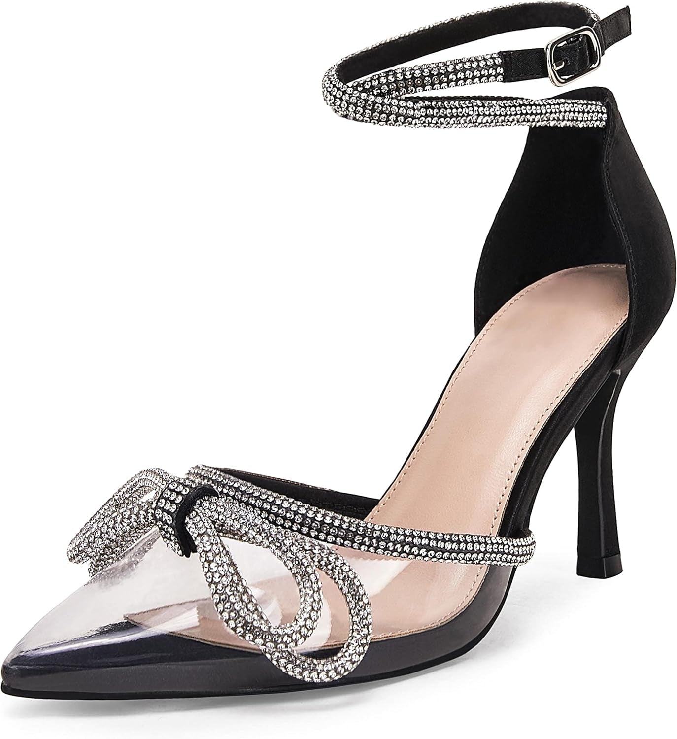 π Clear Rhinestone Bow Heels β Elegant Ankle Strap Stilettos For Brides, Baddies & Show-Stoppers πβ¨