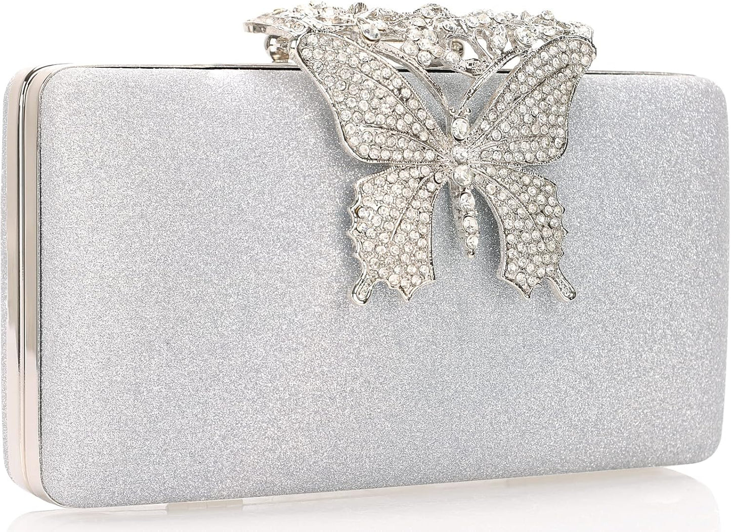 Rhinestone Evening Clutch β Crystal Butterfly Clasp Handbag for Women | Elegant Party & Formal Purse