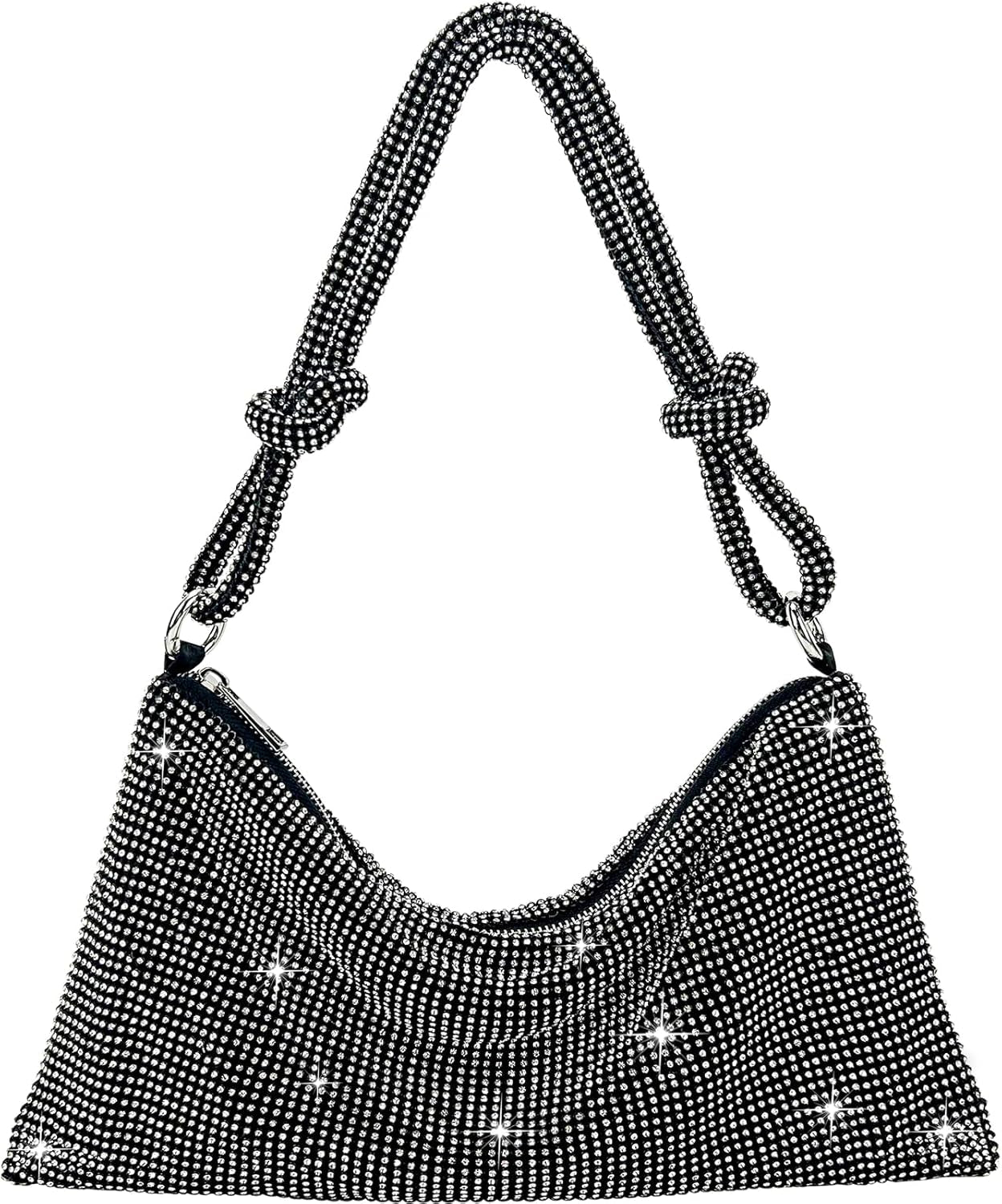 TOPALL Sparkly Rhinestone Purse – Silver Diamond Evening Bag with Adjustable Strap | Perfect for Parties, Prom & Luxe Nights Out