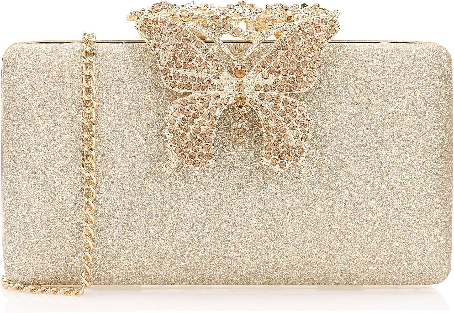 Rhinestone Evening Clutch β Crystal Butterfly Clasp Handbag for Women | Elegant Party & Formal Purse
