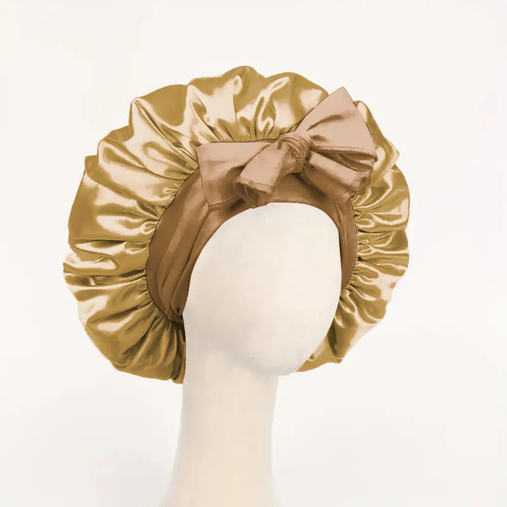 Adjustable Satin Bonnet with Tie Band β Sleep Cap