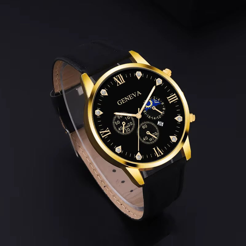 2-Piece Men’s Business Quartz Watch Set – Bracelet Style with Calendar Display