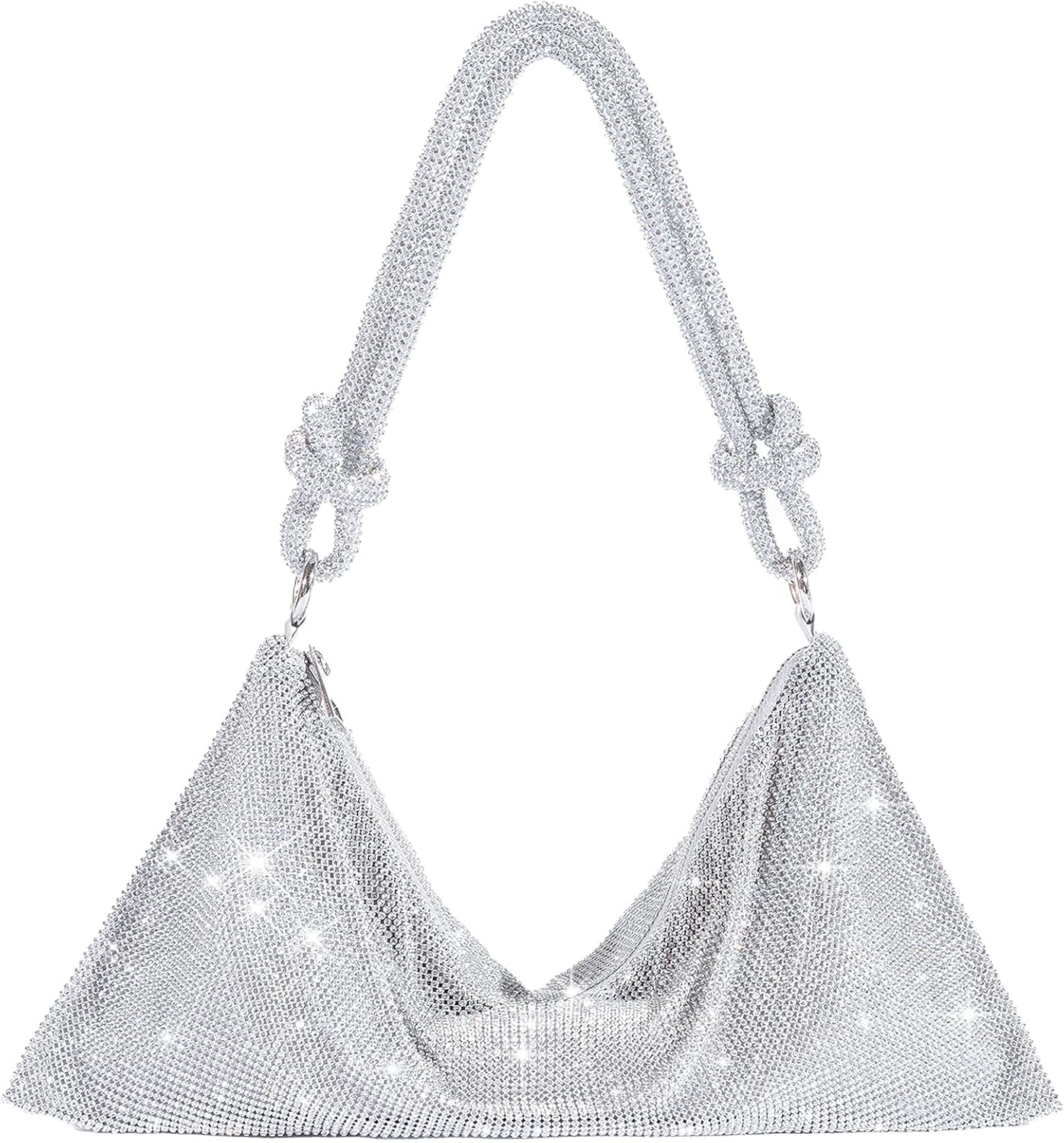 TOPALL Sparkly Rhinestone Purse – Silver Diamond Evening Bag with Adjustable Strap | Perfect for Parties, Prom & Luxe Nights Out