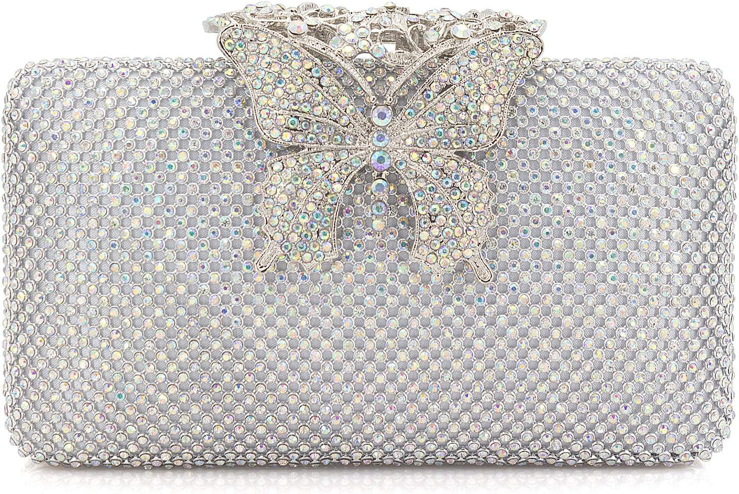 Rhinestone Evening Clutch β Crystal Butterfly Clasp Handbag for Women | Elegant Party & Formal Purse