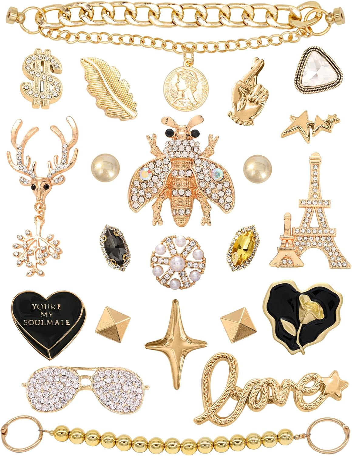 Bling Metal Shoe Charms – Chain Link Accessories for Shoes | Cute Decorative Gifts for Girls & Women
