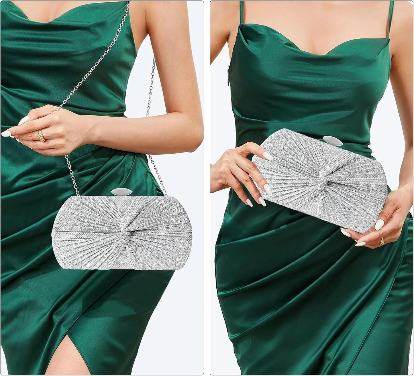 TOPALL Sparkly Rhinestone Purse – Silver Diamond Evening Bag with Adjustable Strap | Perfect for Parties, Prom & Luxe Nights Out