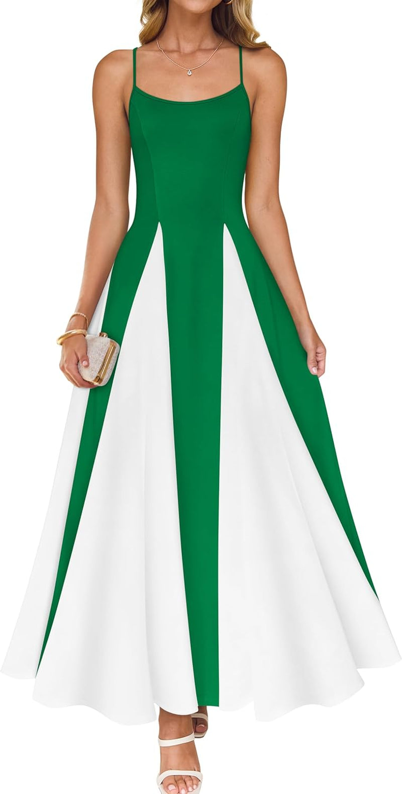 ZESICA Women'S Summer Spaghetti Strap Cocktail Maxi Dresses 2025 Backless Wedding Guest Flowy Dress