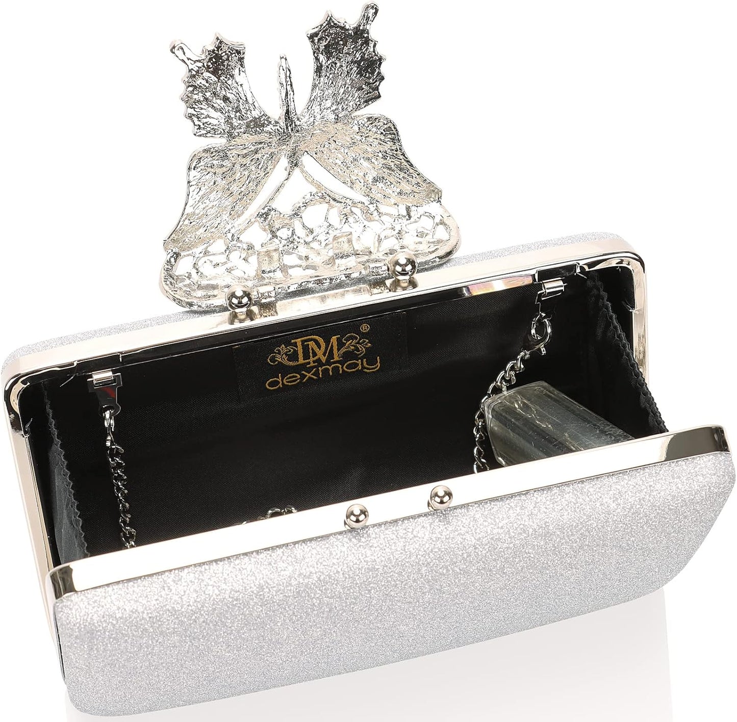 Rhinestone Evening Clutch β Crystal Butterfly Clasp Handbag for Women | Elegant Party & Formal Purse