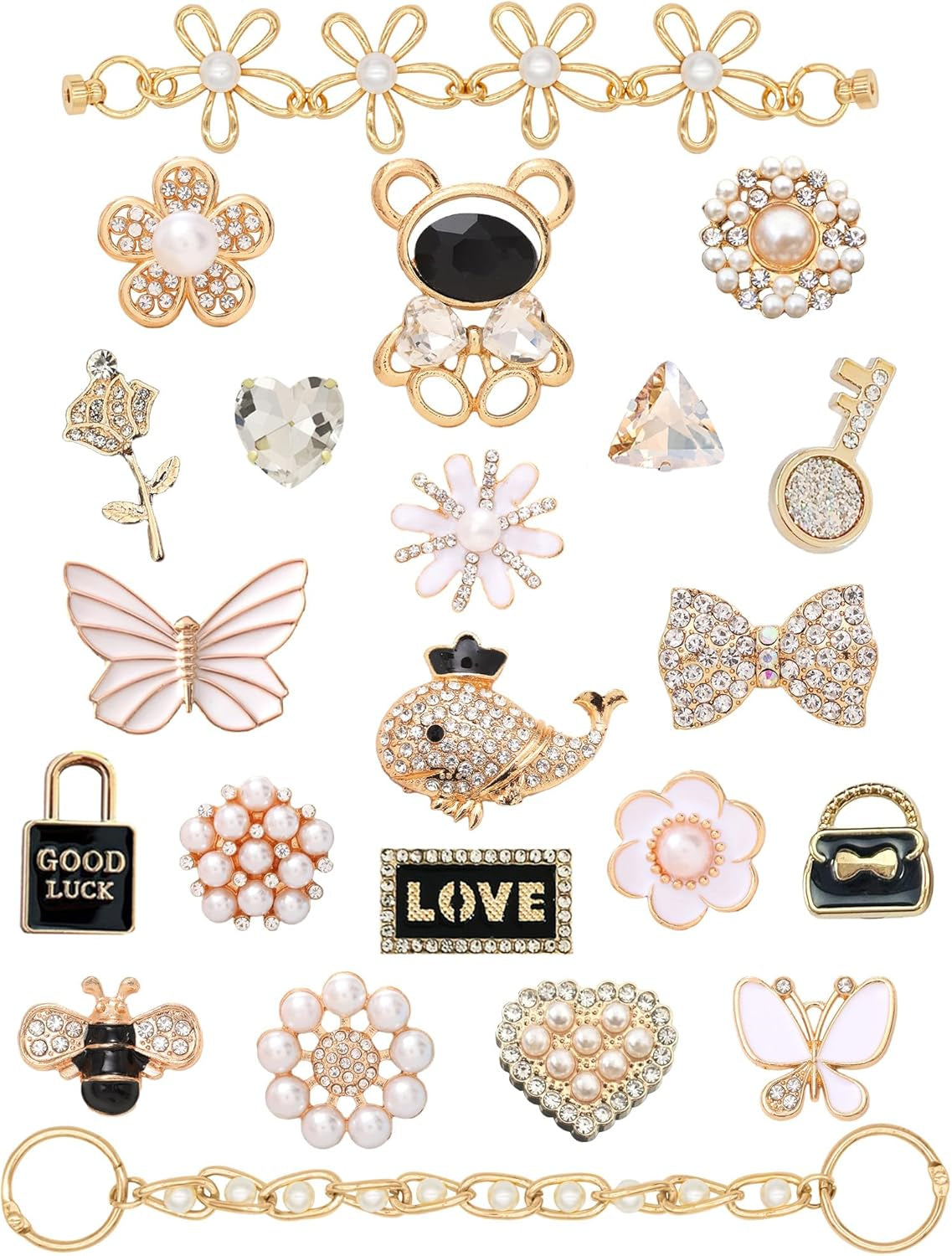 Bling Metal Shoe Charms – Chain Link Accessories for Shoes | Cute Decorative Gifts for Girls & Women