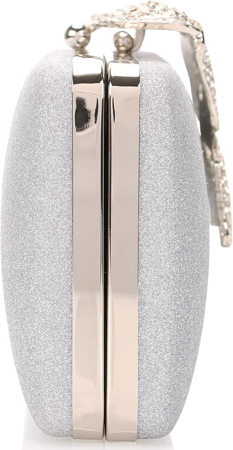 Rhinestone Evening Clutch β Crystal Butterfly Clasp Handbag for Women | Elegant Party & Formal Purse
