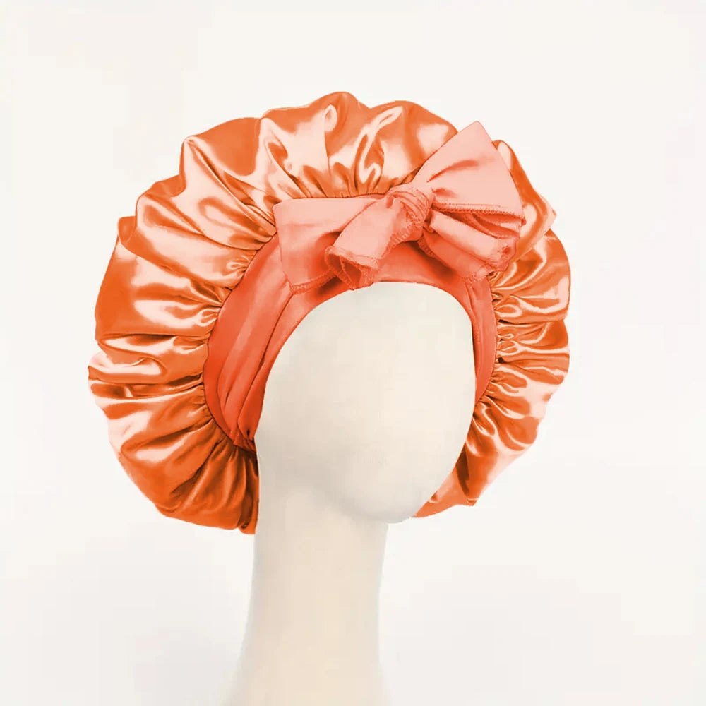 Adjustable Satin Bonnet with Tie Band β Sleep Cap