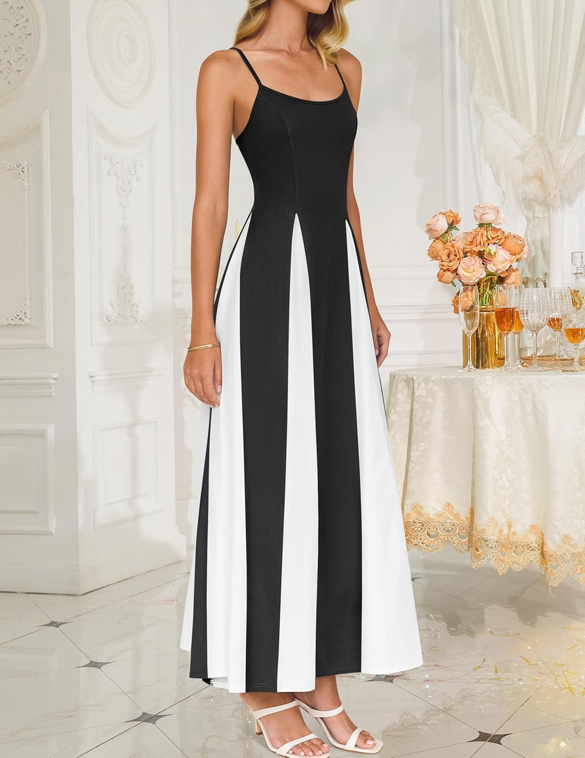 ZESICA Women'S Summer Spaghetti Strap Cocktail Maxi Dresses 2025 Backless Wedding Guest Flowy Dress