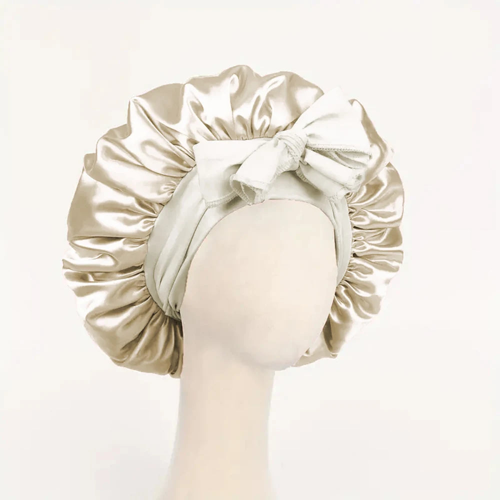 Adjustable Satin Bonnet with Tie Band β Sleep Cap