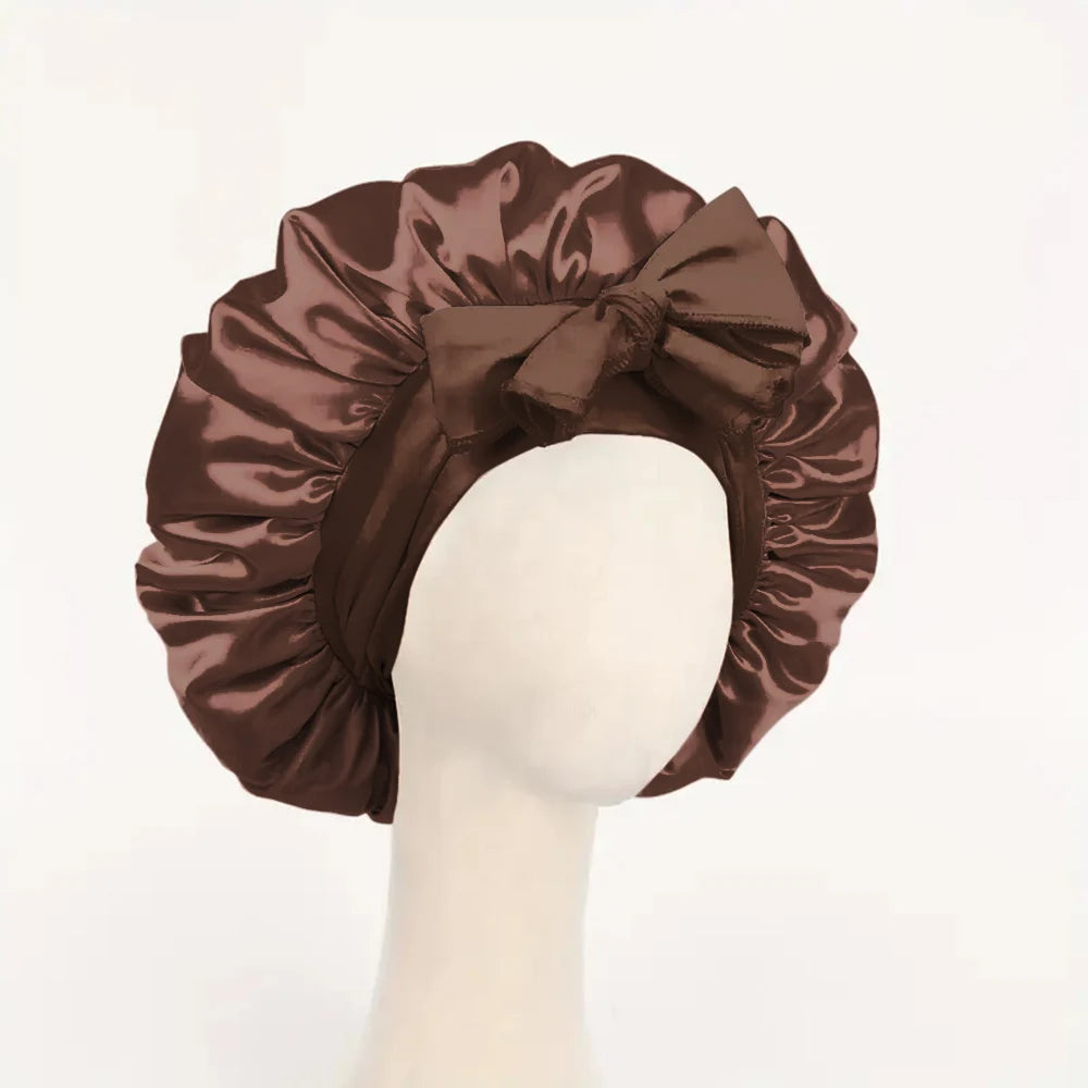 Adjustable Satin Bonnet with Tie Band β Sleep Cap