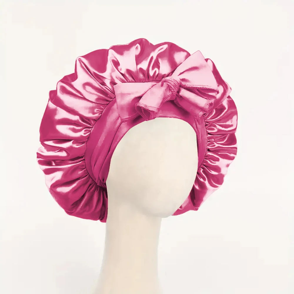 Adjustable Satin Bonnet with Tie Band β Sleep Cap