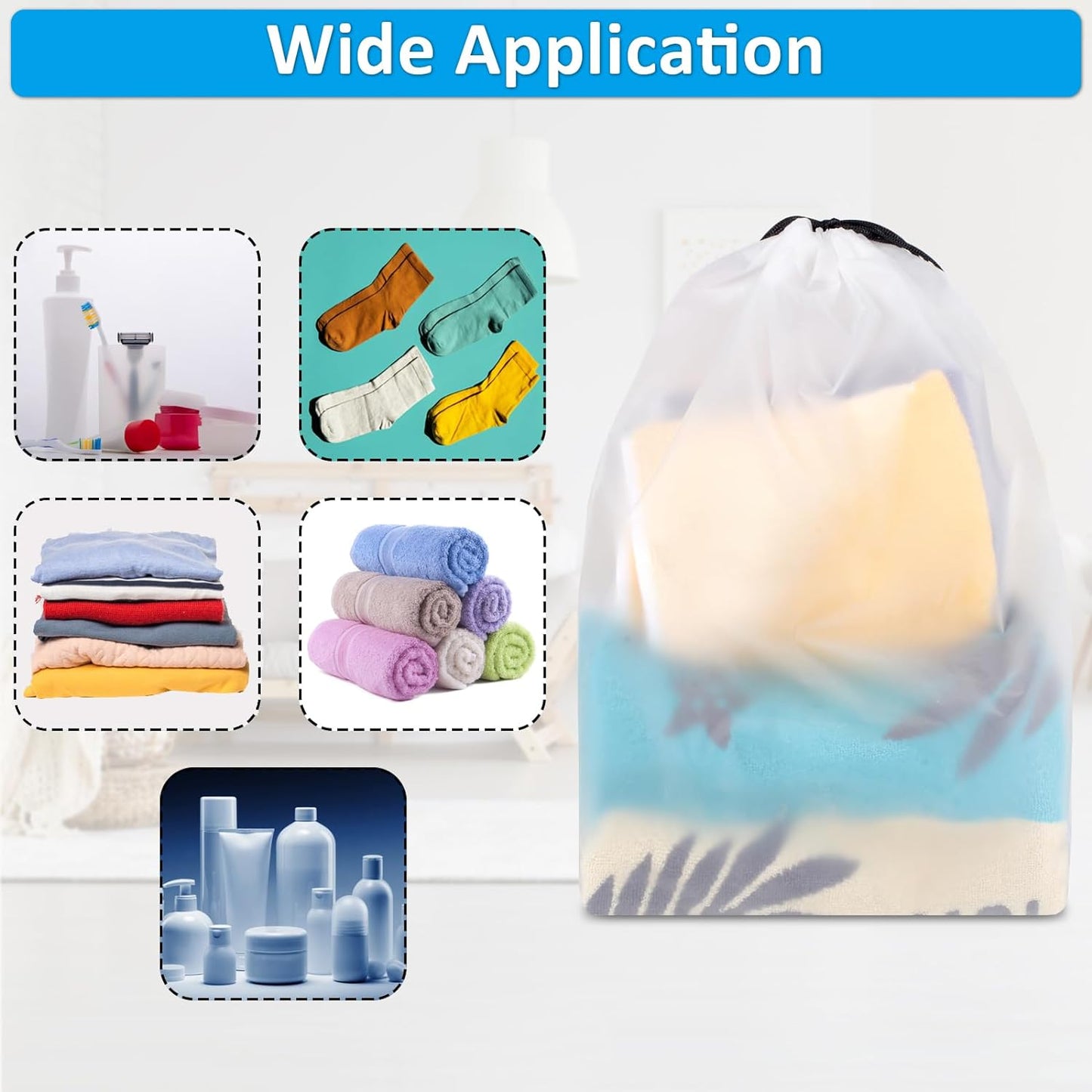 Clear Shoe Bags for Travel – 5 Pack (15.7" x 11.8") Waterproof Drawstring Shoe Storage | Travel Essentials for Men & Women