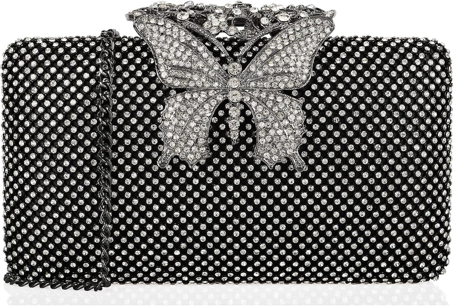 Rhinestone Evening Clutch β Crystal Butterfly Clasp Handbag for Women | Elegant Party & Formal Purse