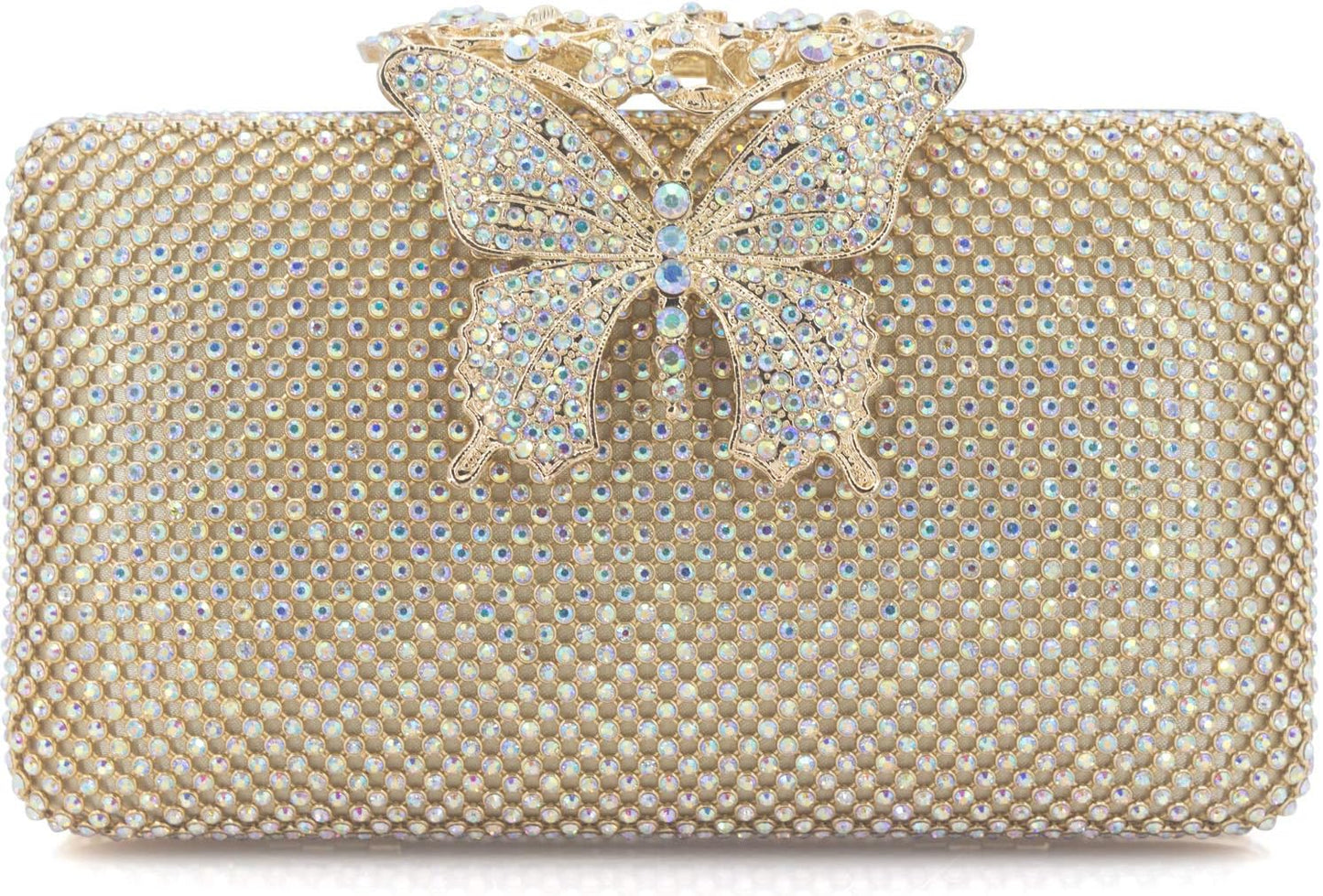 Rhinestone Evening Clutch β Crystal Butterfly Clasp Handbag for Women | Elegant Party & Formal Purse