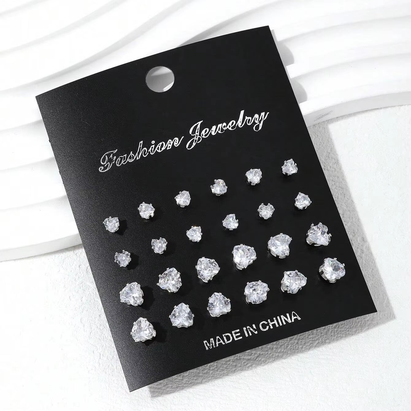 Pair Elegant Zirconia Earrings Set – Sparkly, Minimalist Studs for Gifting or Daily Wear