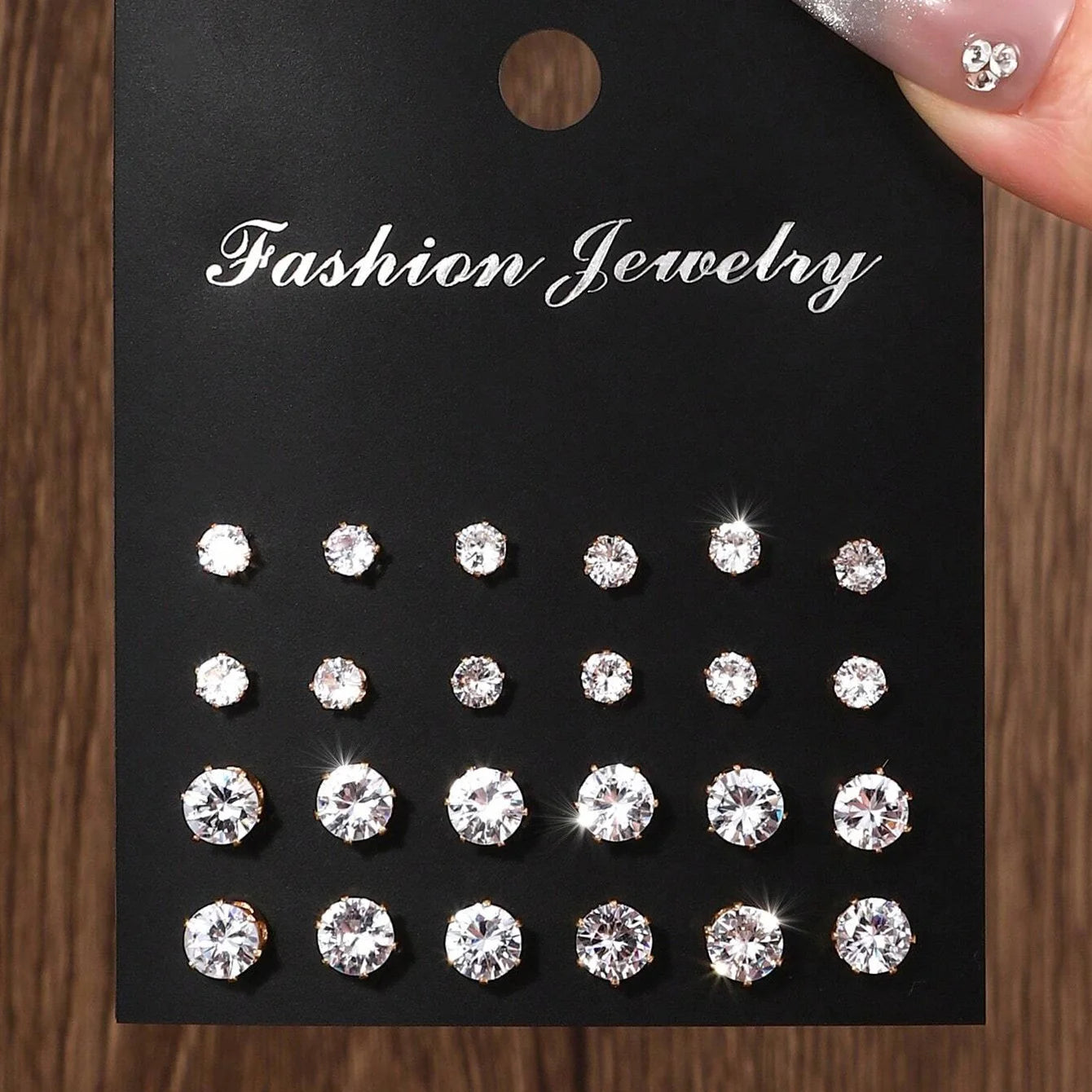 Pair Elegant Zirconia Earrings Set – Sparkly, Minimalist Studs for Gifting or Daily Wear