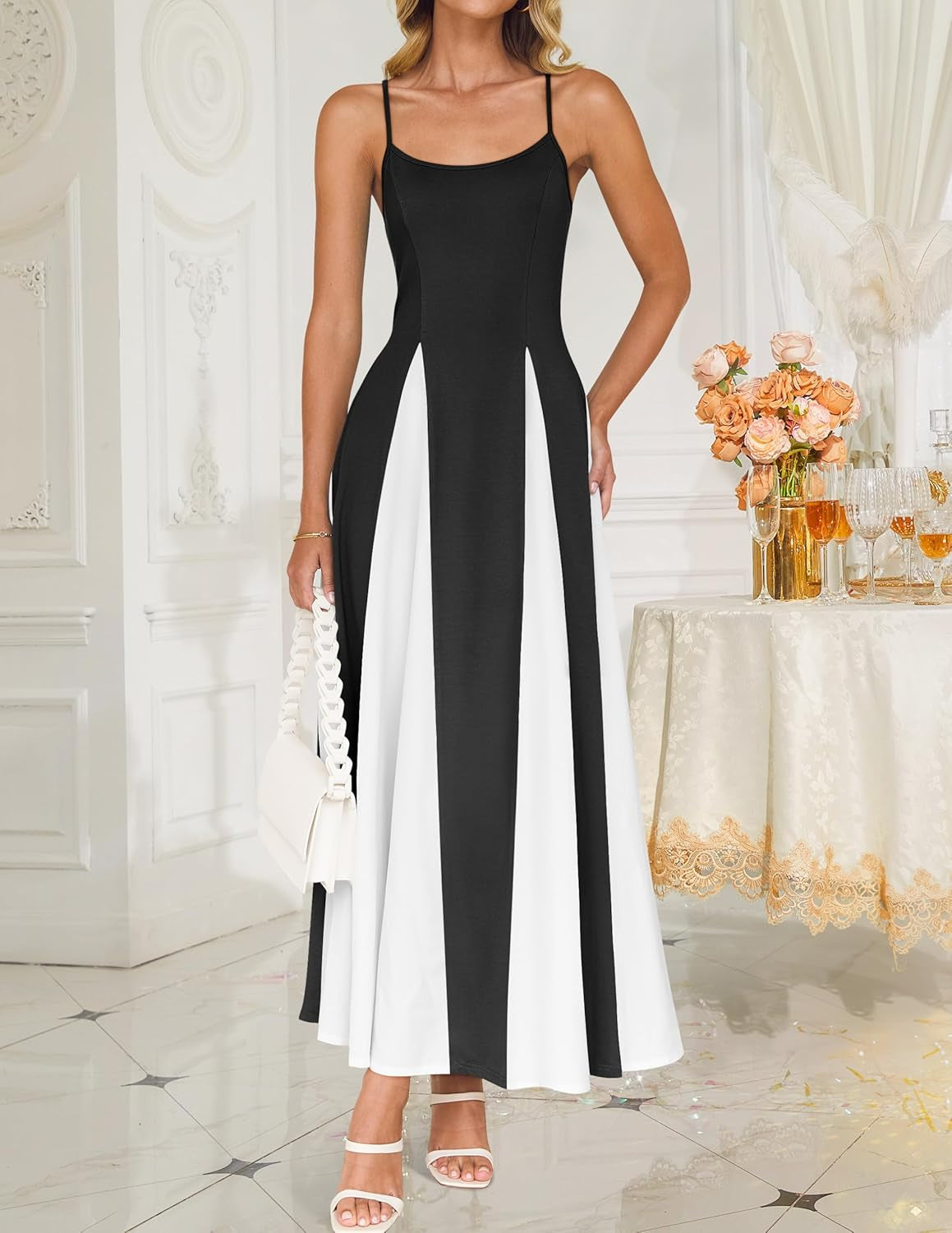 ZESICA Women'S Summer Spaghetti Strap Cocktail Maxi Dresses 2025 Backless Wedding Guest Flowy Dress
