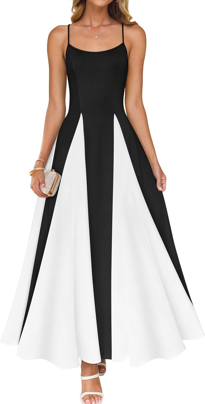 ZESICA Women'S Summer Spaghetti Strap Cocktail Maxi Dresses 2025 Backless Wedding Guest Flowy Dress