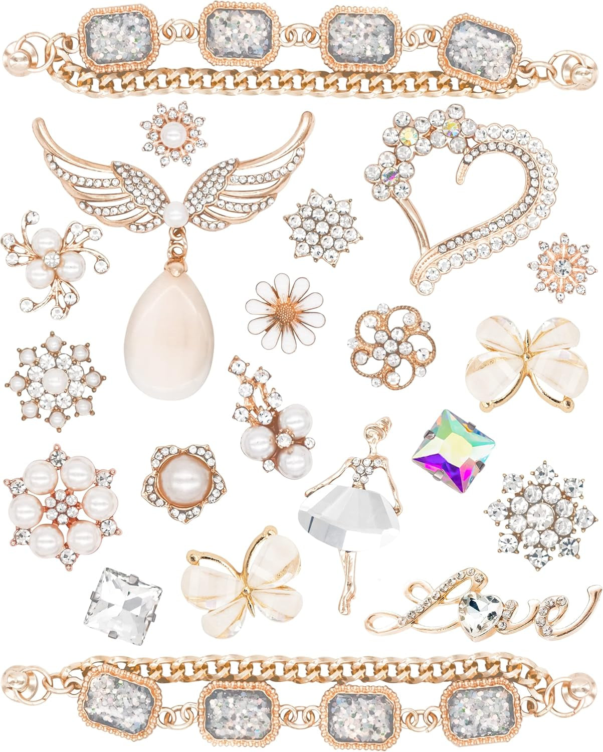 Bling Metal Shoe Charms – Chain Link Accessories for Shoes | Cute Decorative Gifts for Girls & Women
