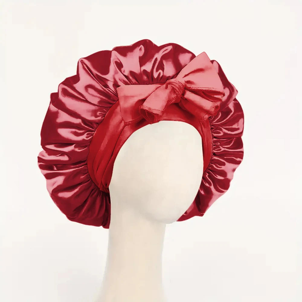 Adjustable Satin Bonnet with Tie Band β Sleep Cap