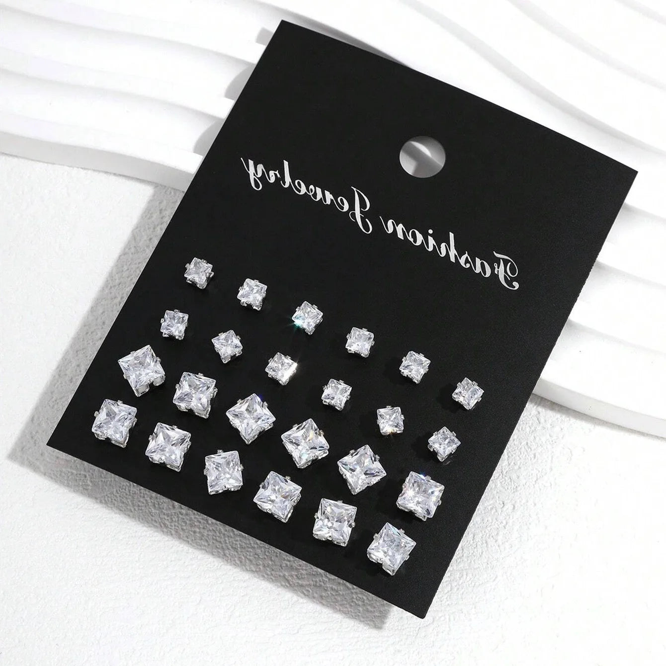 Pair Elegant Zirconia Earrings Set – Sparkly, Minimalist Studs for Gifting or Daily Wear