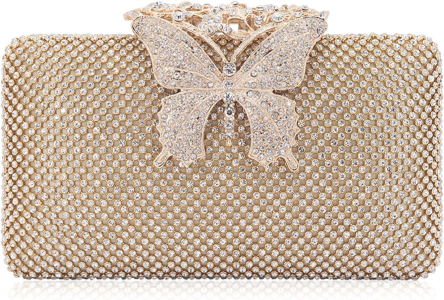 Rhinestone Evening Clutch β Crystal Butterfly Clasp Handbag for Women | Elegant Party & Formal Purse