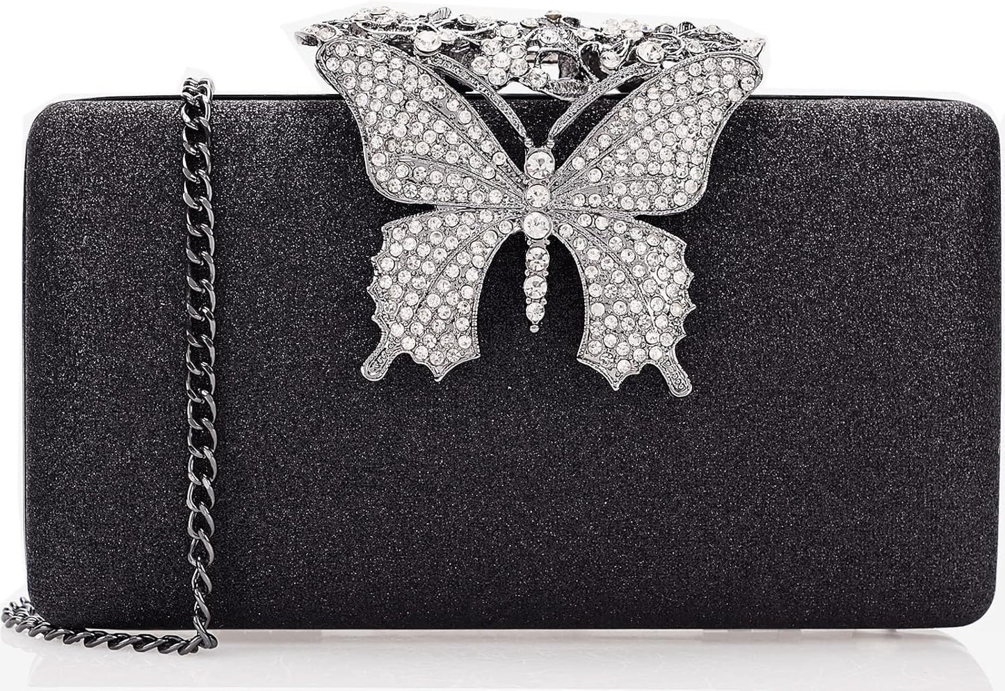 Rhinestone Evening Clutch β Crystal Butterfly Clasp Handbag for Women | Elegant Party & Formal Purse