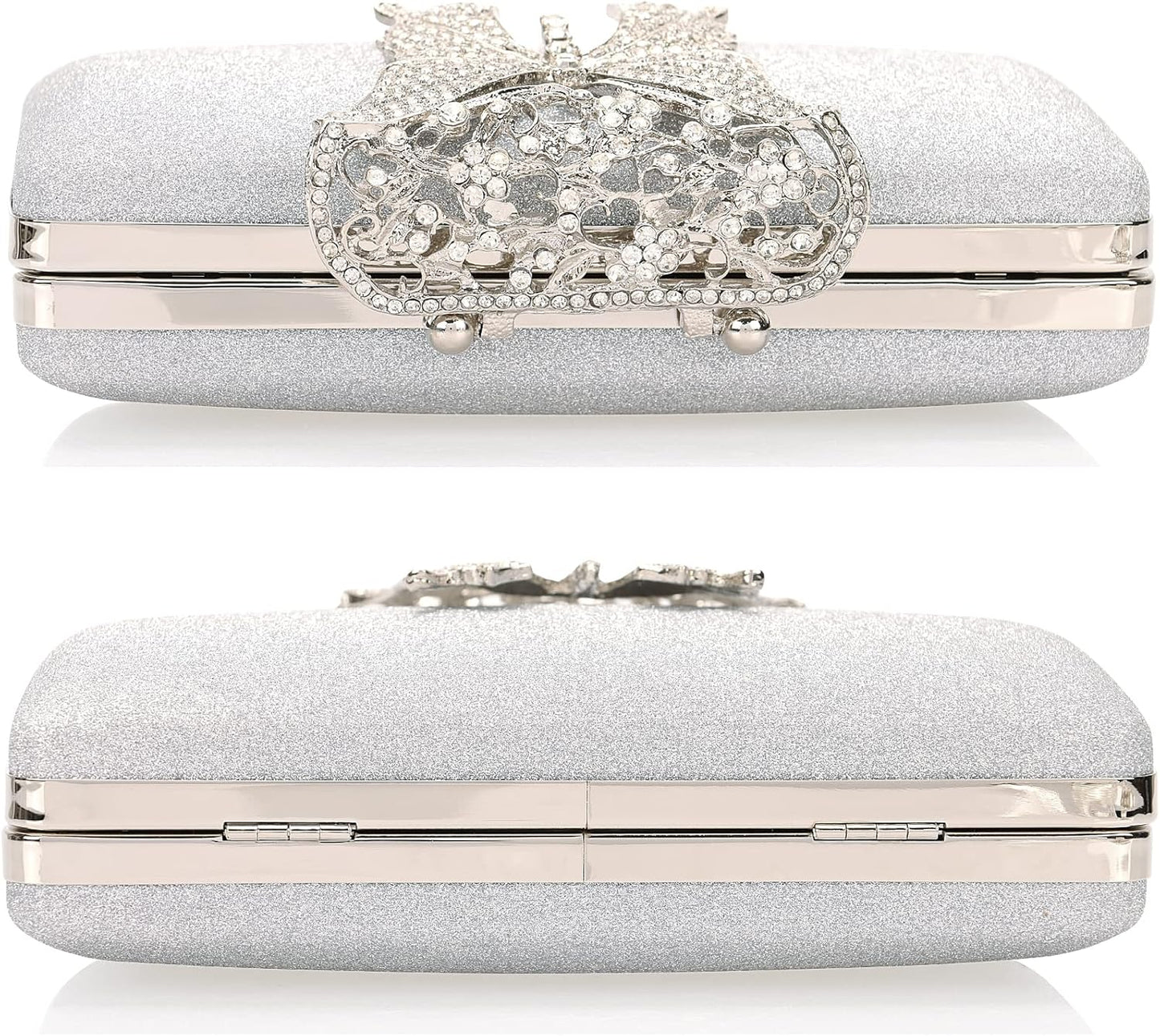 Rhinestone Evening Clutch β Crystal Butterfly Clasp Handbag for Women | Elegant Party & Formal Purse