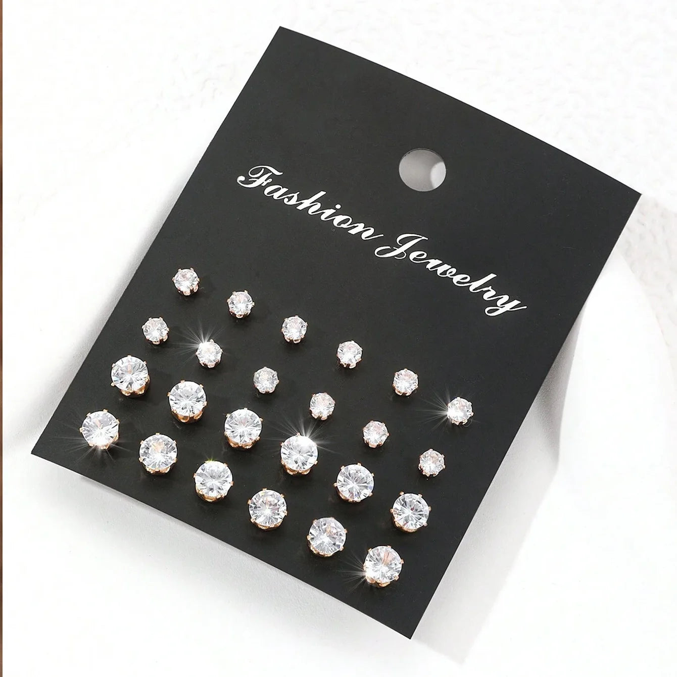 Pair Elegant Zirconia Earrings Set – Sparkly, Minimalist Studs for Gifting or Daily Wear
