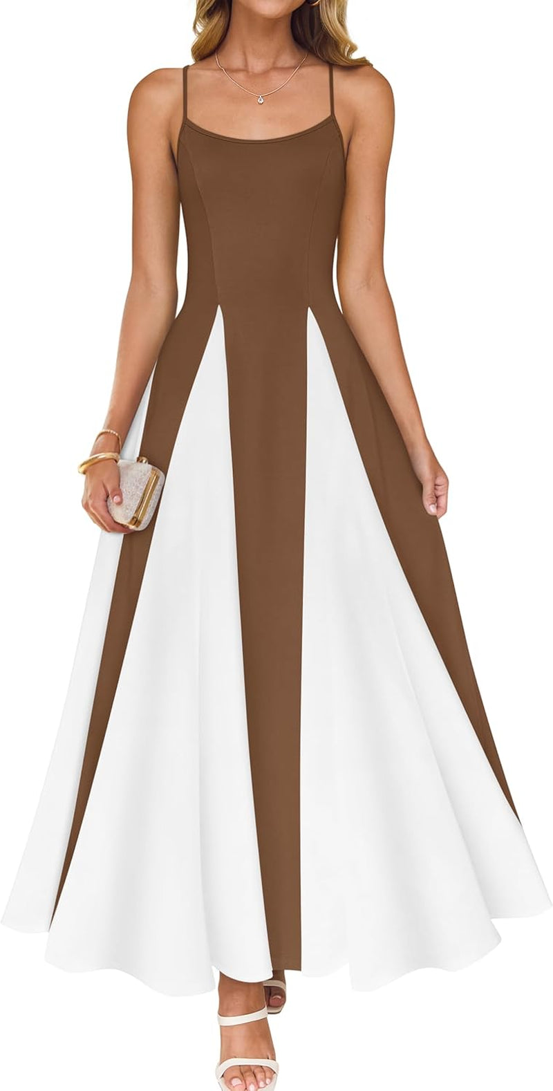 ZESICA Women'S Summer Spaghetti Strap Cocktail Maxi Dresses 2025 Backless Wedding Guest Flowy Dress