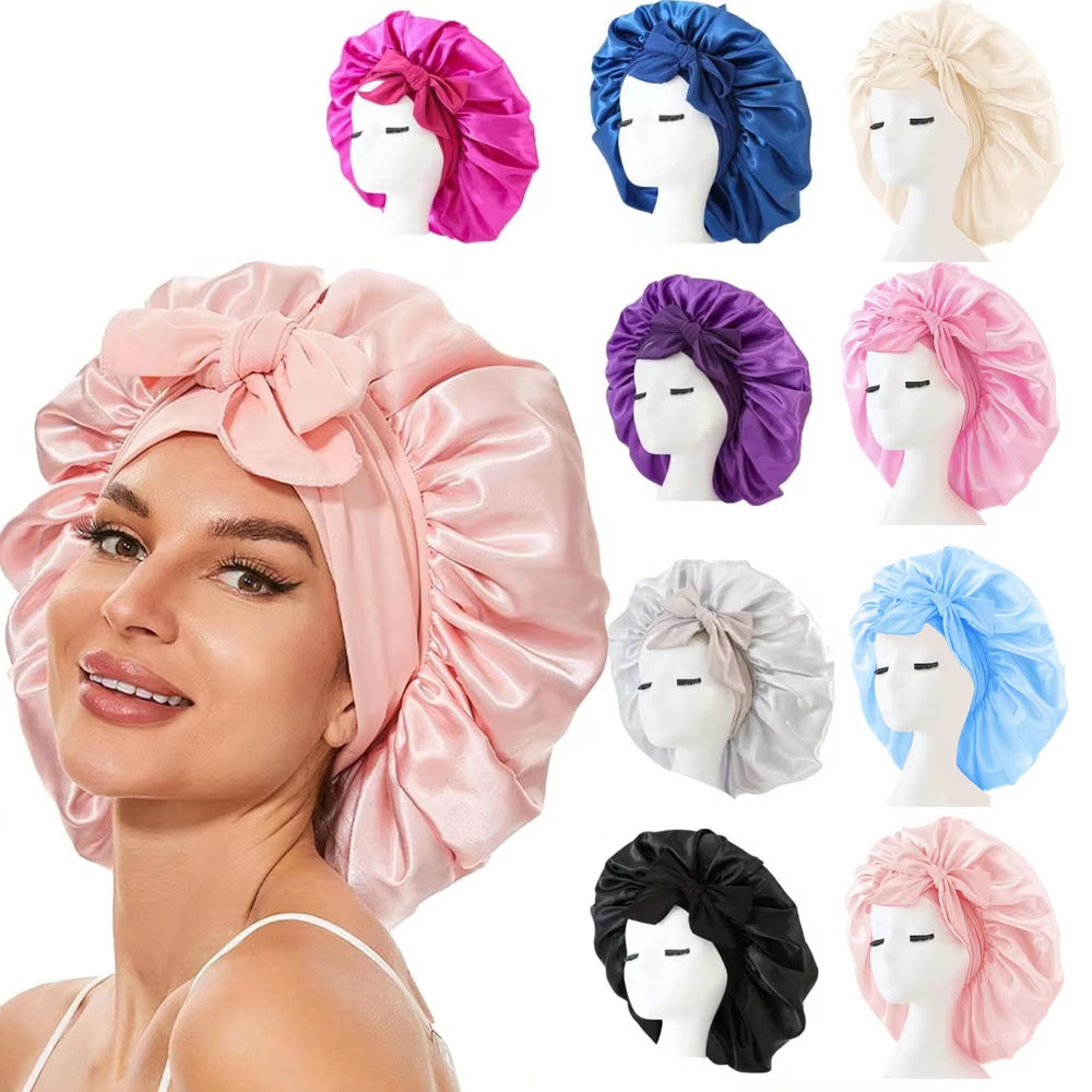 Adjustable Satin Bonnet with Tie Band β Sleep Cap