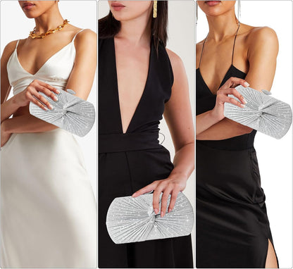 TOPALL Sparkly Rhinestone Purse – Silver Diamond Evening Bag with Adjustable Strap | Perfect for Parties, Prom & Luxe Nights Out