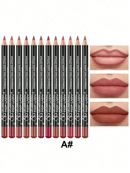 12-Piece Matte Lip Liner & Lipstick Pencil Set