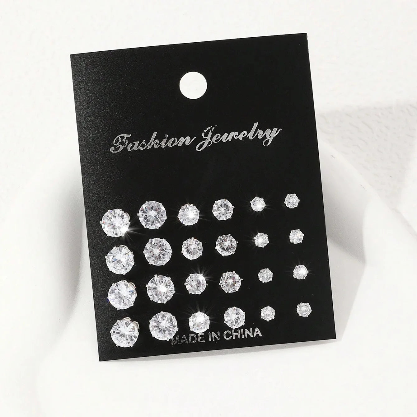 Pair Elegant Zirconia Earrings Set – Sparkly, Minimalist Studs for Gifting or Daily Wear