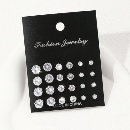 Pair Elegant Zirconia Earrings Set – Sparkly, Minimalist Studs for Gifting or Daily Wear