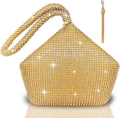 TOPALL Sparkly Rhinestone Purse – Silver Diamond Evening Bag with Adjustable Strap | Perfect for Parties, Prom & Luxe Nights Out