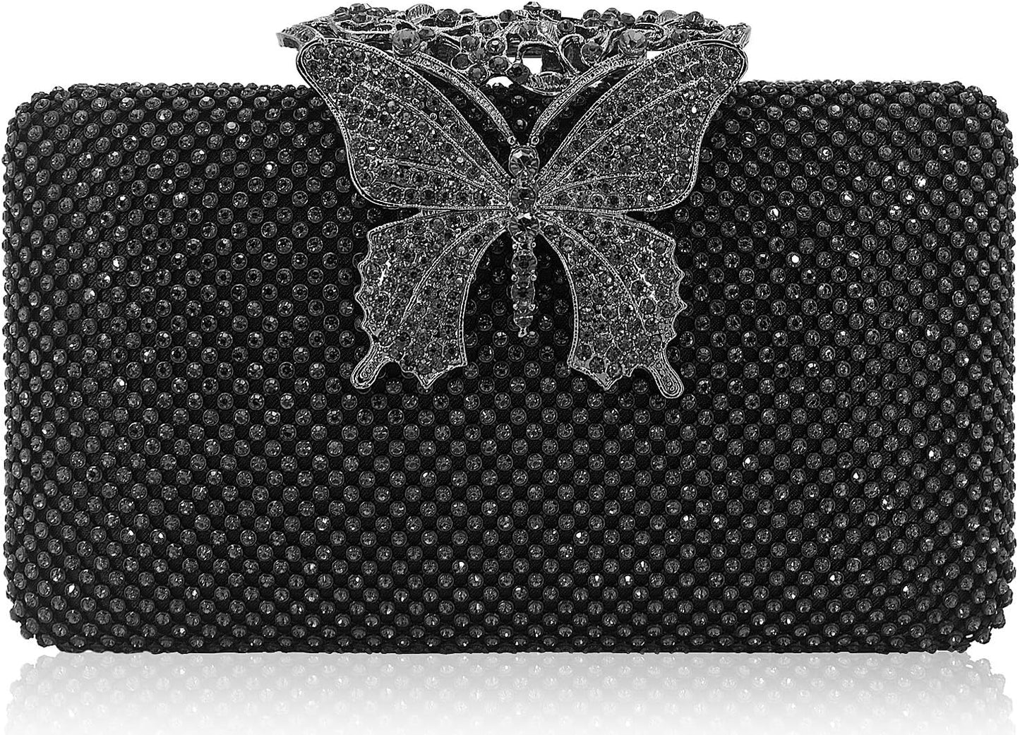 Rhinestone Evening Clutch – Crystal Butterfly Clasp Handbag for Women | Elegant Party & Formal Purse
