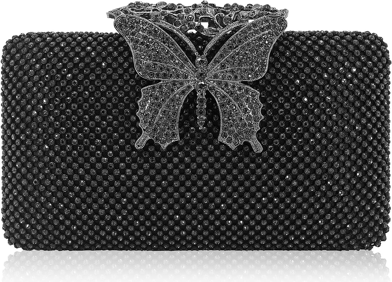 Rhinestone Evening Clutch – Crystal Butterfly Clasp Handbag for Women | Elegant Party & Formal Purse