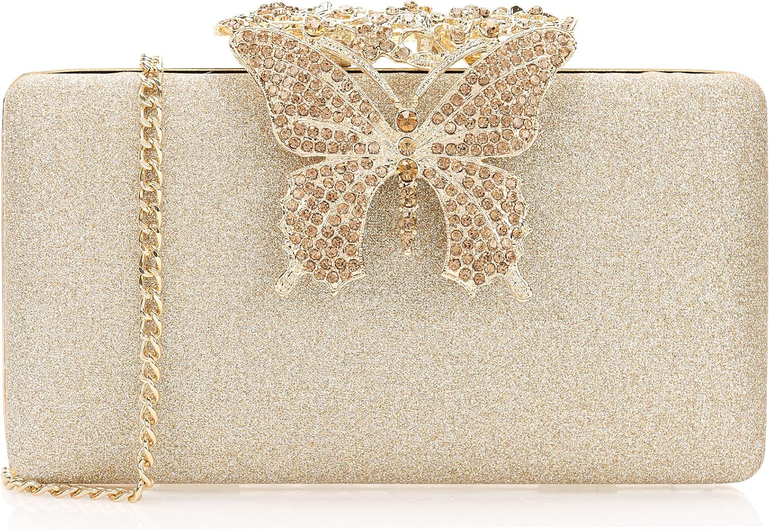Rhinestone Evening Clutch – Crystal Butterfly Clasp Handbag for Women | Elegant Party & Formal Purse