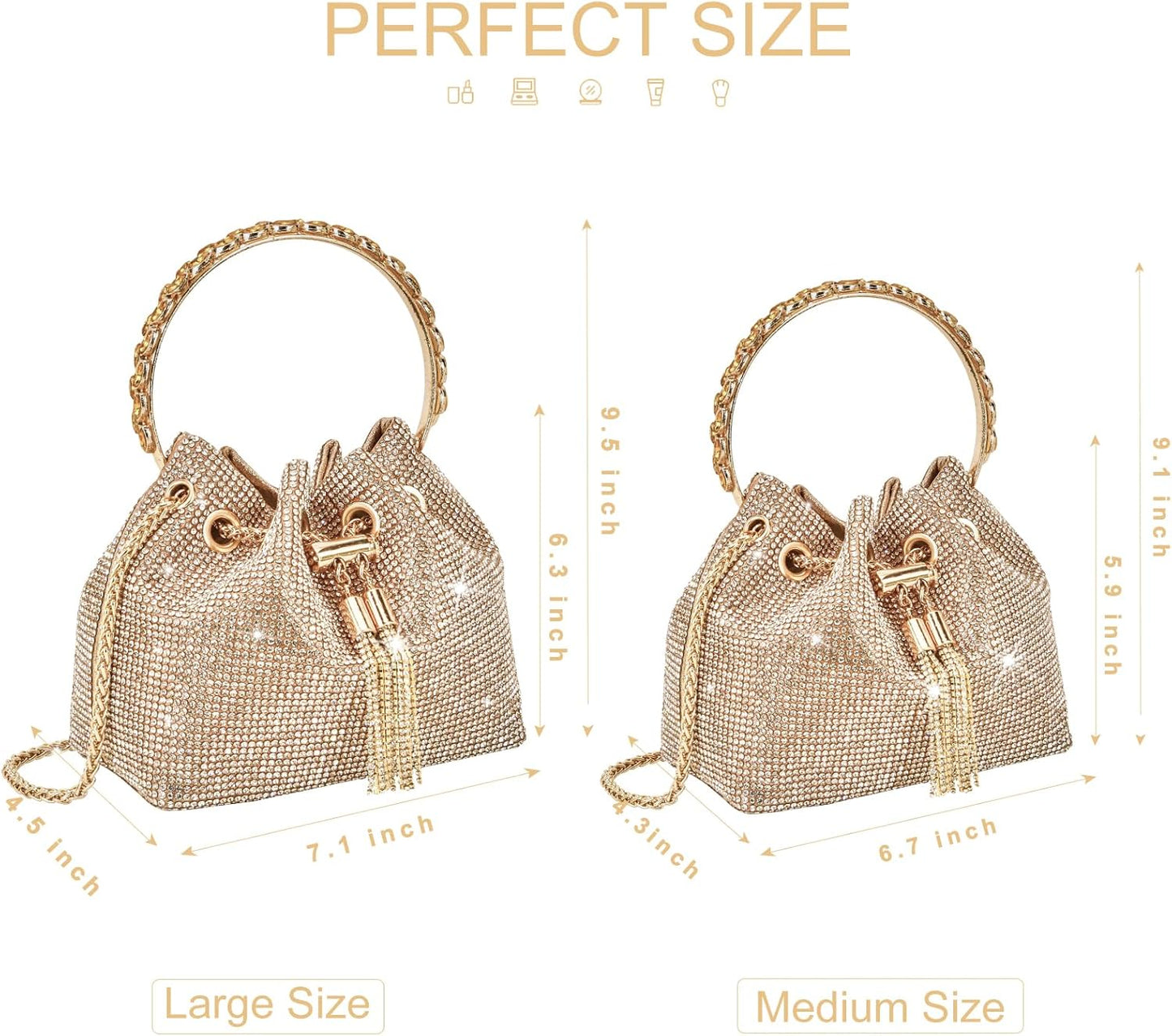 TOPALL Sparkly Rhinestone Clutch – Upgrade Evening Bag with Chain Strap & Crystal Handles | Party, Wedding & Prom Purse