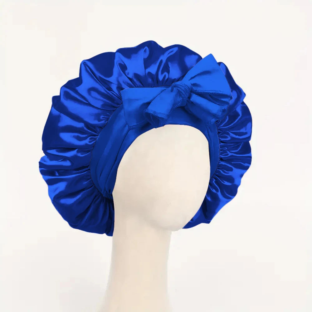 Adjustable Satin Bonnet with Tie Band –  Sleep Cap